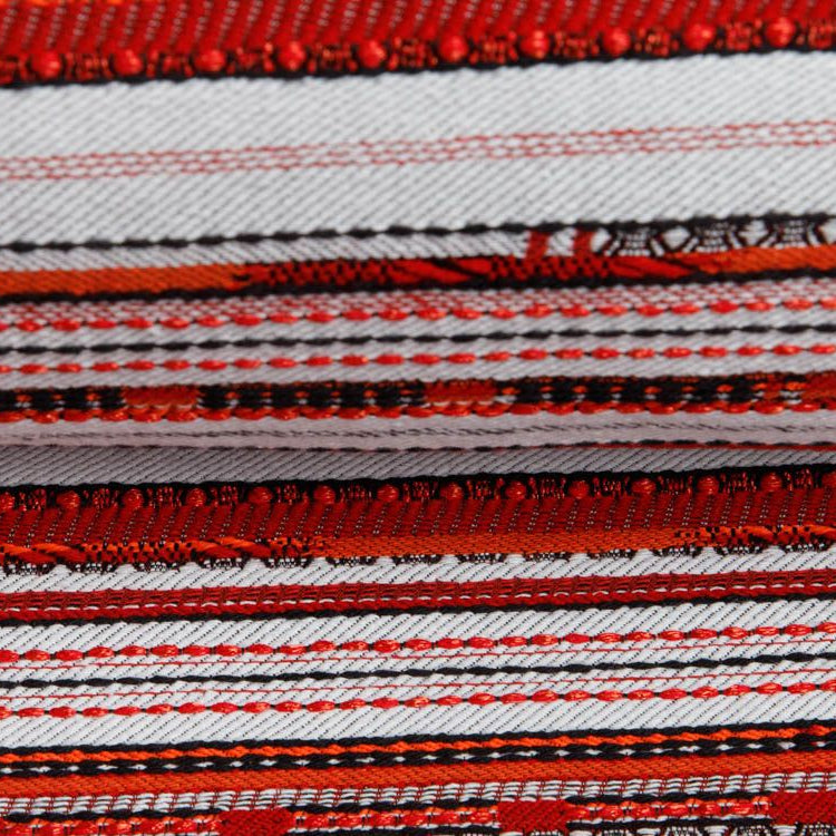 Webware Dekostoff - eingearbeitete Muster - rot-weiß