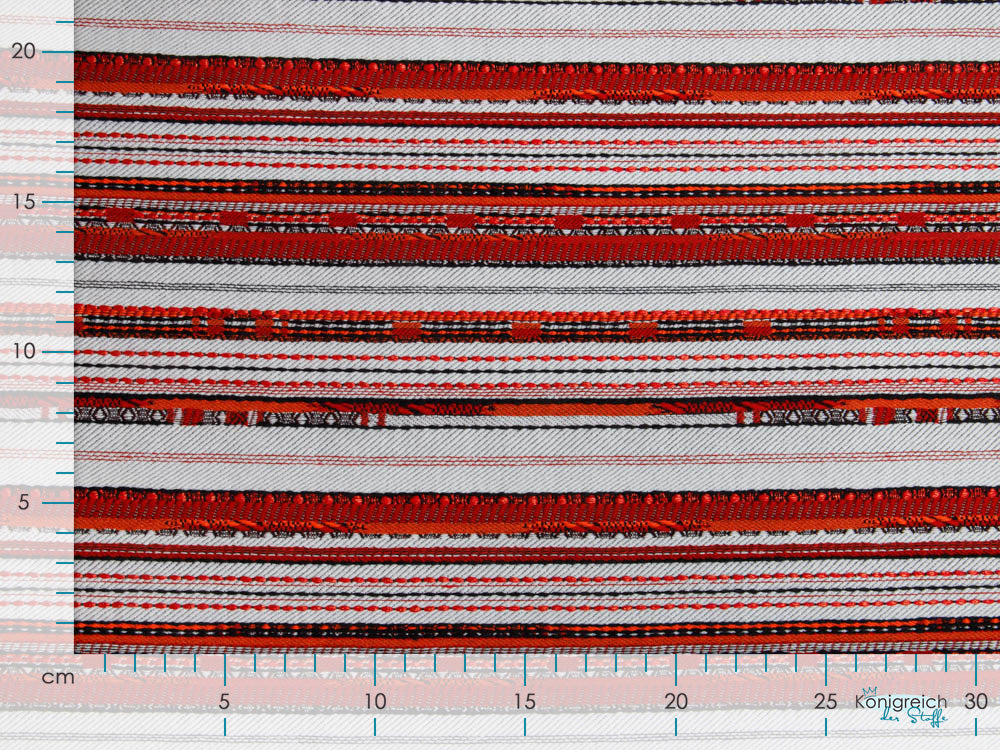 Webware Dekostoff - eingearbeitete Muster - rot-weiß