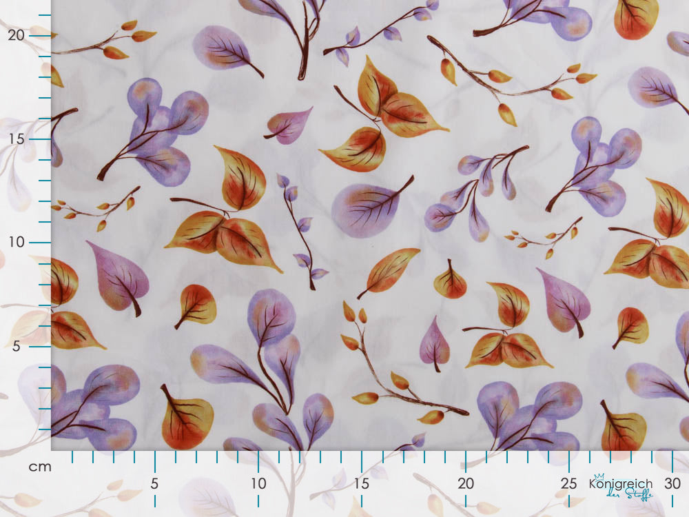 Webware Popeline Baumwolle Digitaldruck - Frühlingslaub - weiß