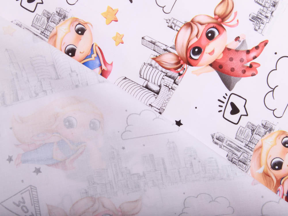 Webware Baumwolle - Superhelden Girls - rosa