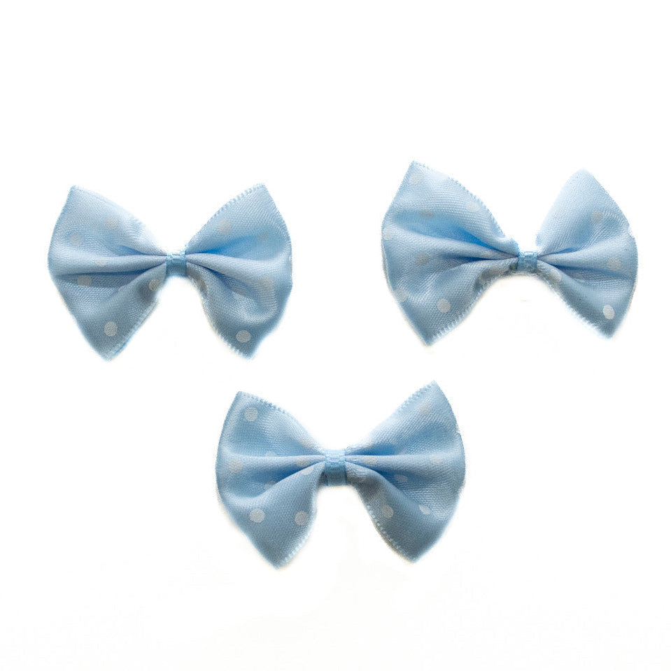3 Schleifen mit Punkte ca. 4,5 x 2 cm - blau
