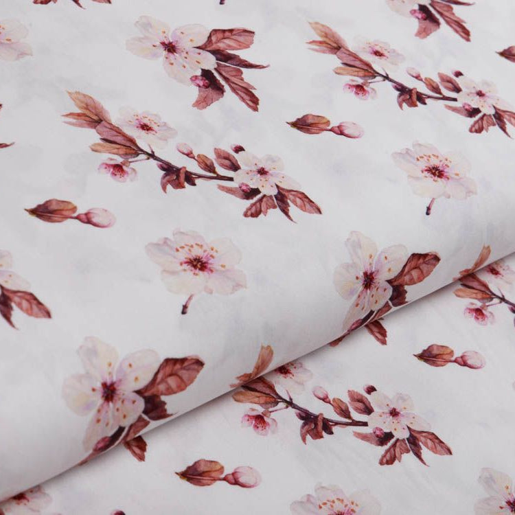 Webware Popeline Baumwolle Digitaldruck - wilde Blumen - weiß