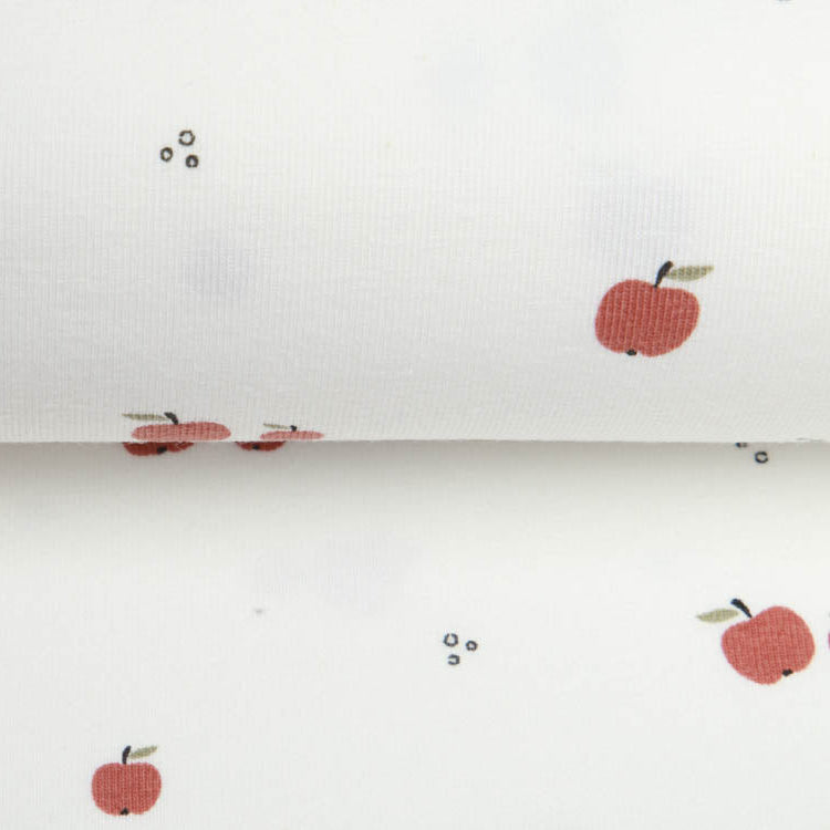 Jersey - frische Äpfel - Wollweiß