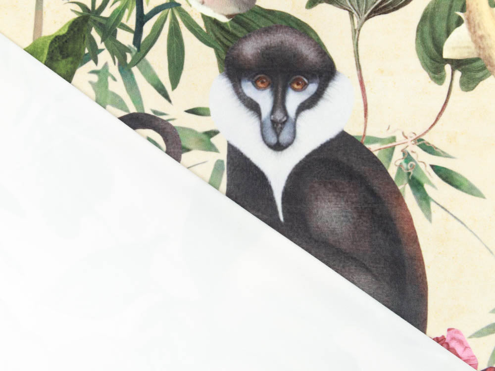 Velvet Digitaldruck - Affen und Schmetterlinge auf Blumen