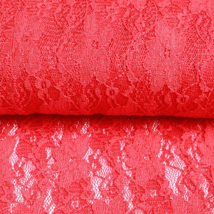 Elastische Spitze Stoff leicht glänzend - Blumenranken - uni