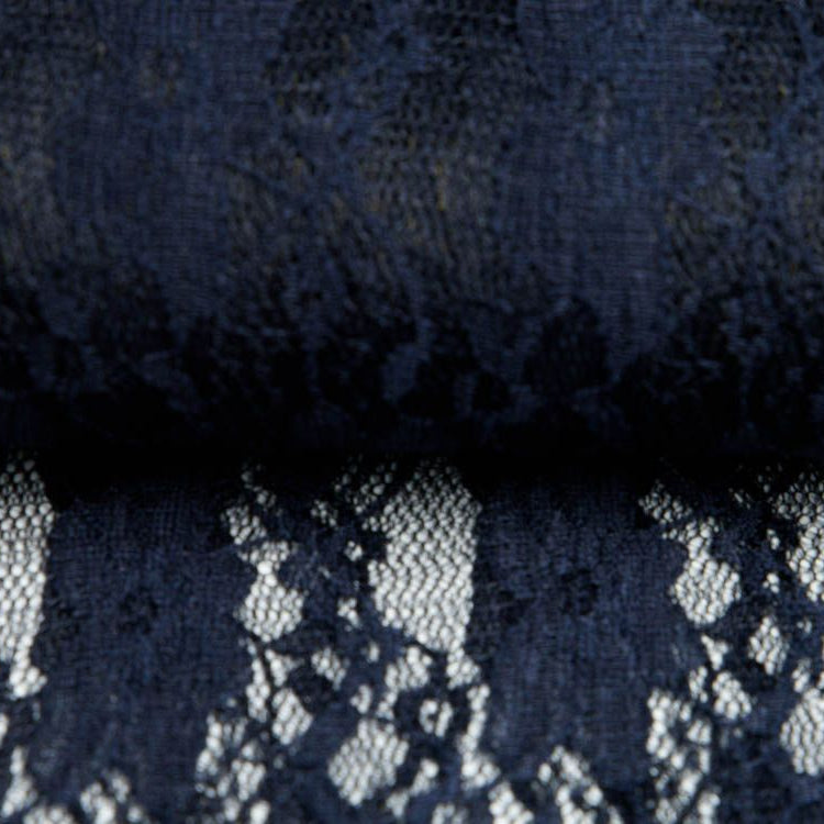 Elastische Spitze Stoff leicht glänzend - Blumenranken - uni