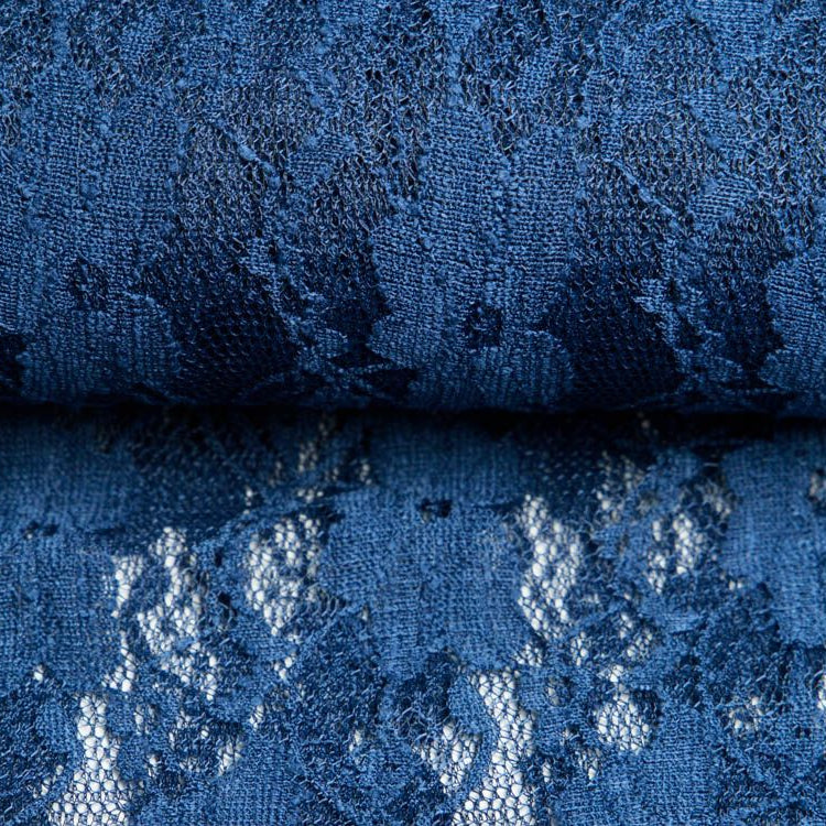 Elastische Spitze Stoff leicht glänzend - Blumenranken - uni