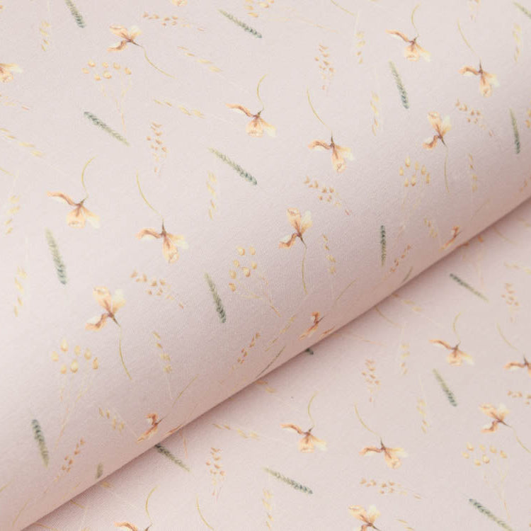 Jersey - Blumen und Gräser - pastelllachs