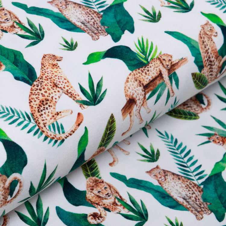 Jersey Digitaldruck Rana - Leoparden - Wollweiß