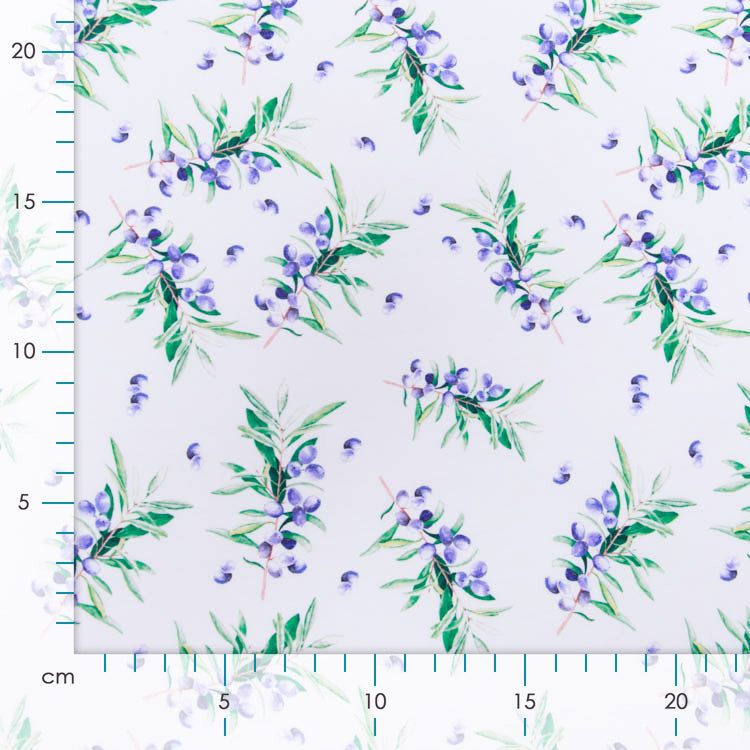 Jersey Digitaldruck Maia - Blaubeerstrauch - Wollweiß