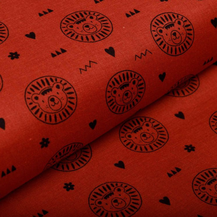 Musselin Baumwolle Hydrofiel Double Gauze - Löwen - terrakotta