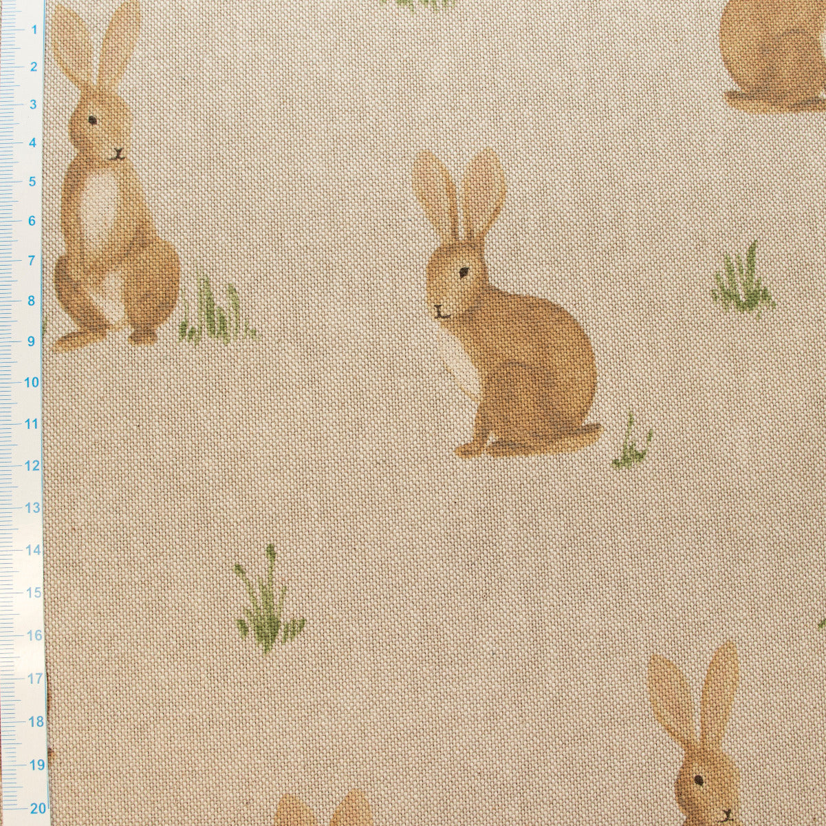 Dekostoff Half-Panama Leinenoptik - Häschen - Sand