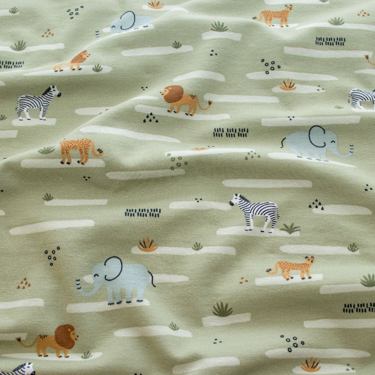 Jersey Baumwolle - Safaritiere - olivgrün