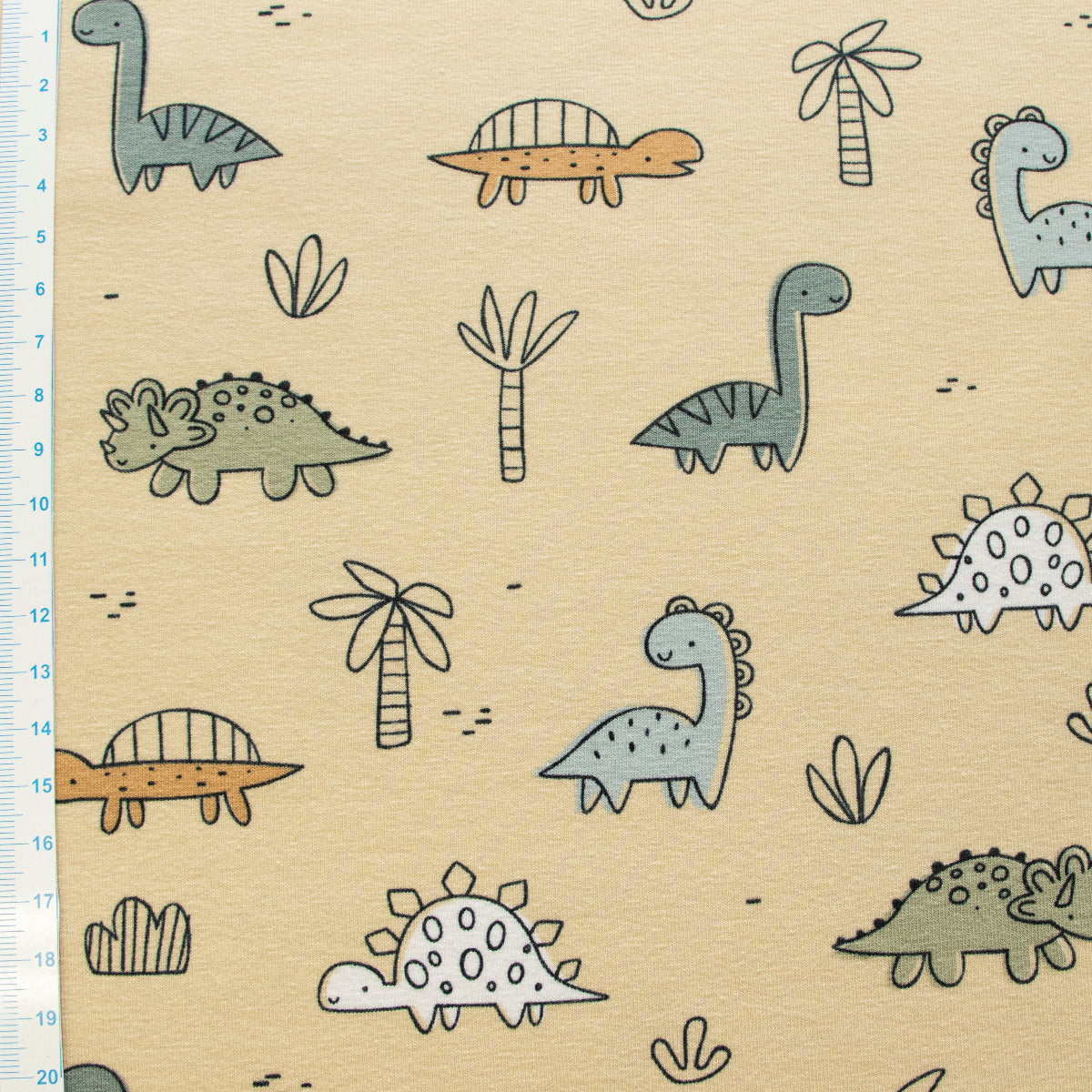Jersey Baumwolle Stoff - Niedliche Dinos - Beige
