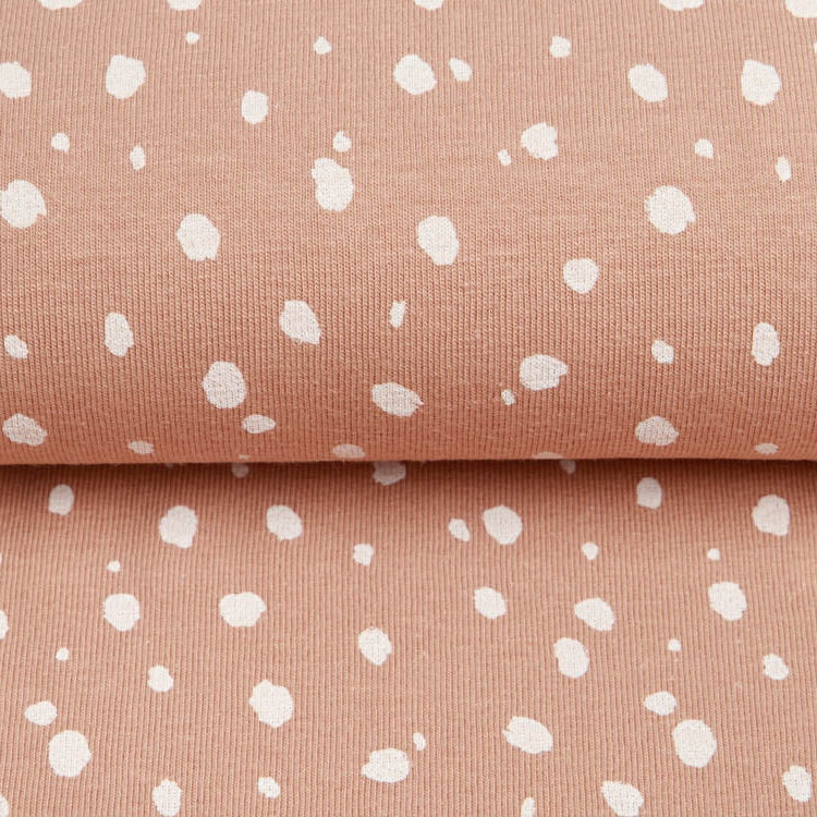 Jersey mit Flockdruck - ausgefranzte Punkte - Lachs