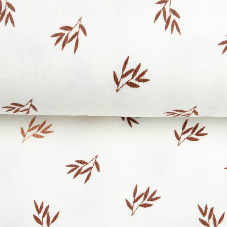 Jersey - kleine Zweige - Wollweiß