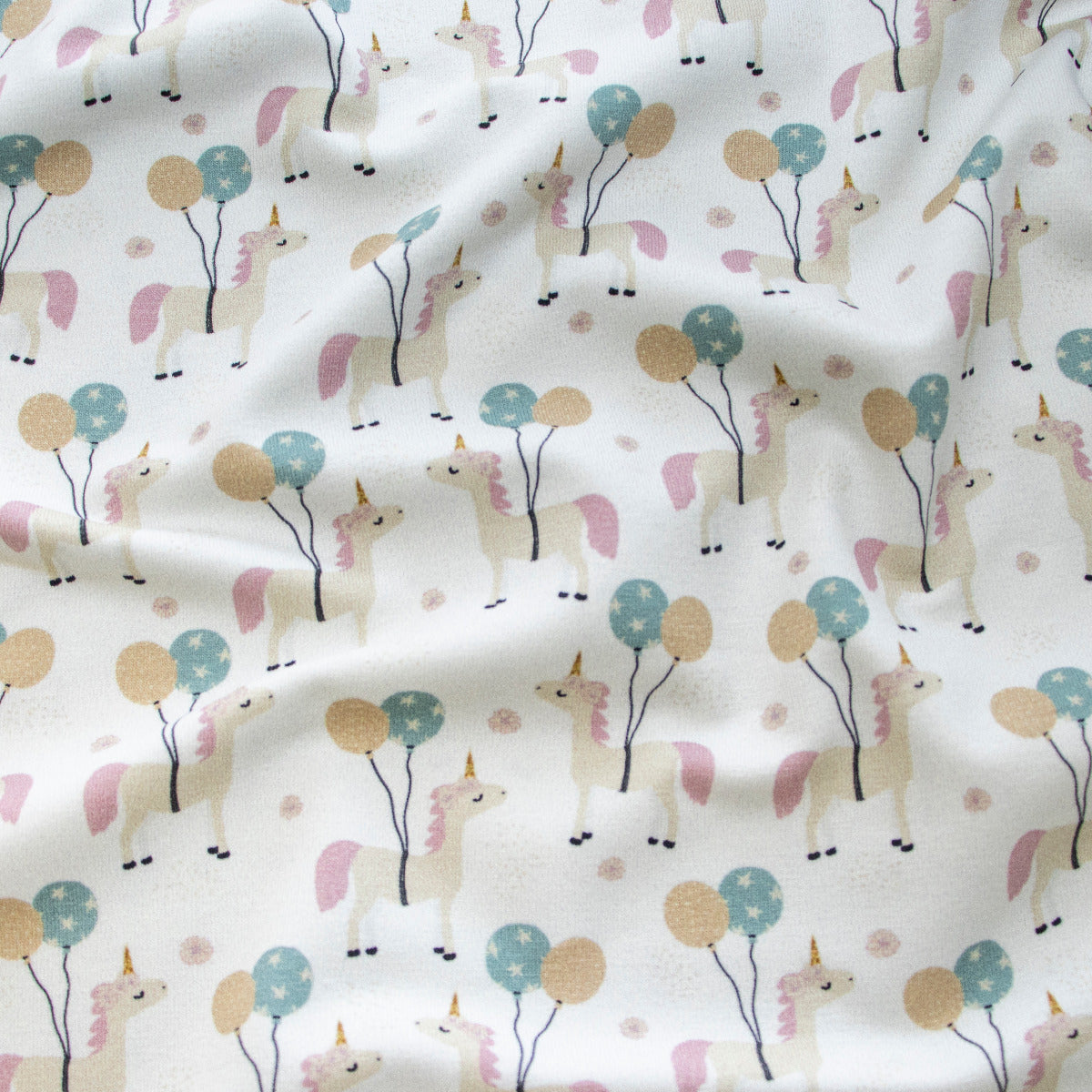 Jersey Baumwolle Digitaldruck Stenzo - Einhörner mit Ballons - weiß