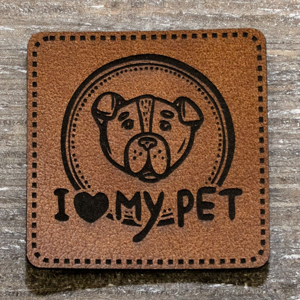 Label Kunstleder KDS - i love my pet - braun