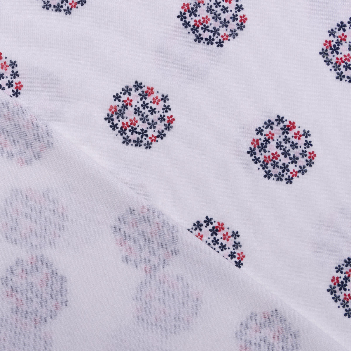 Interlock Sanetta - Blumenbälle - weiß