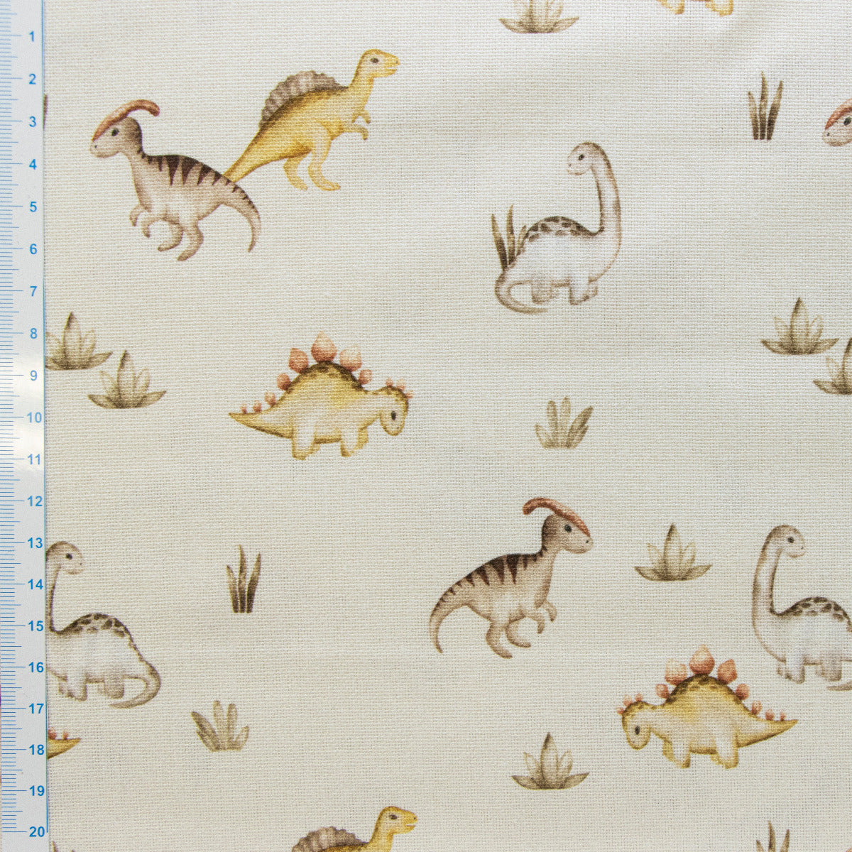 Canvas in Leinenoptik - Dino-Familie - wollweiß