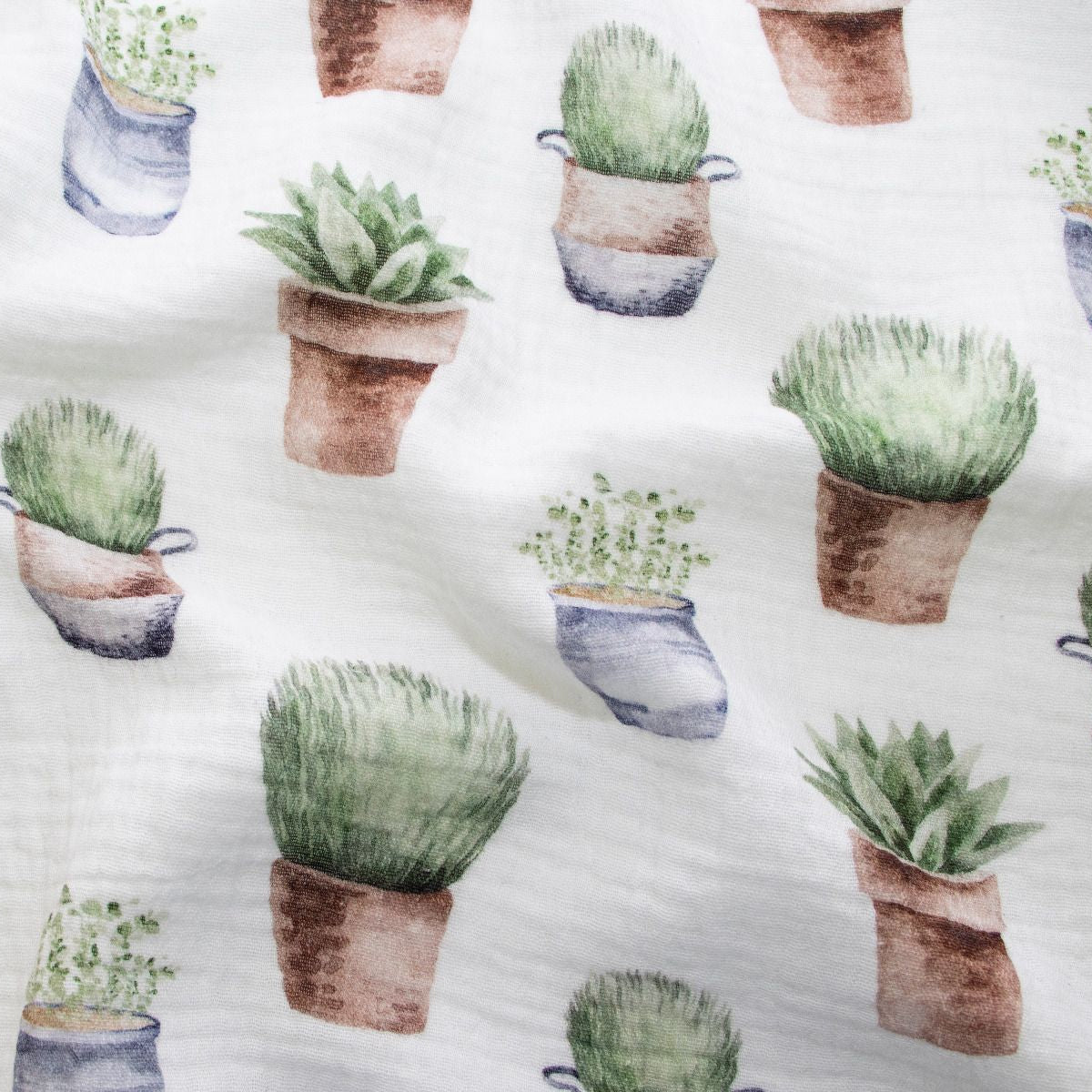 Musselin Baumwolle Double Gauze Swafing Thea - Blumentöpfe - weiß