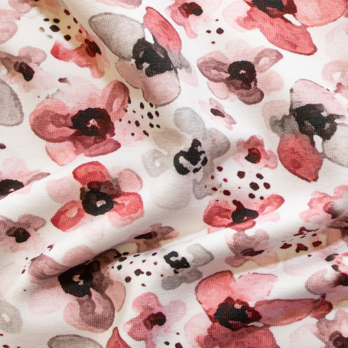 Jersey Baumwolle Swafing Madrid - Frühlingsblumen - weiß - rosa
