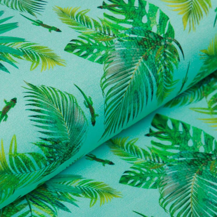 Jersey Digitalprint Stenzo - Blätter und kleine Leguane - mint
