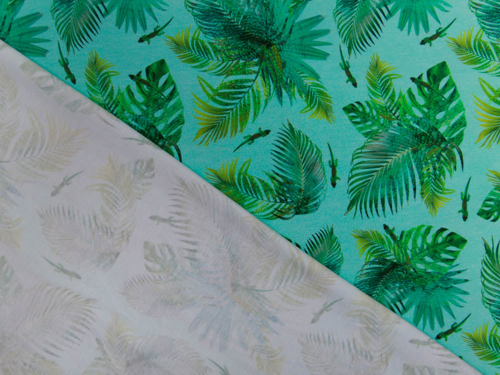 Jersey Digitalprint Stenzo - Blätter und kleine Leguane - mint