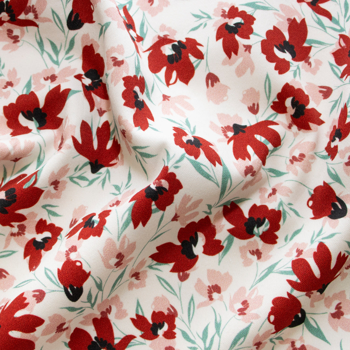 Webware Baumwollsatin Swafing Martha - Blumen - weiß