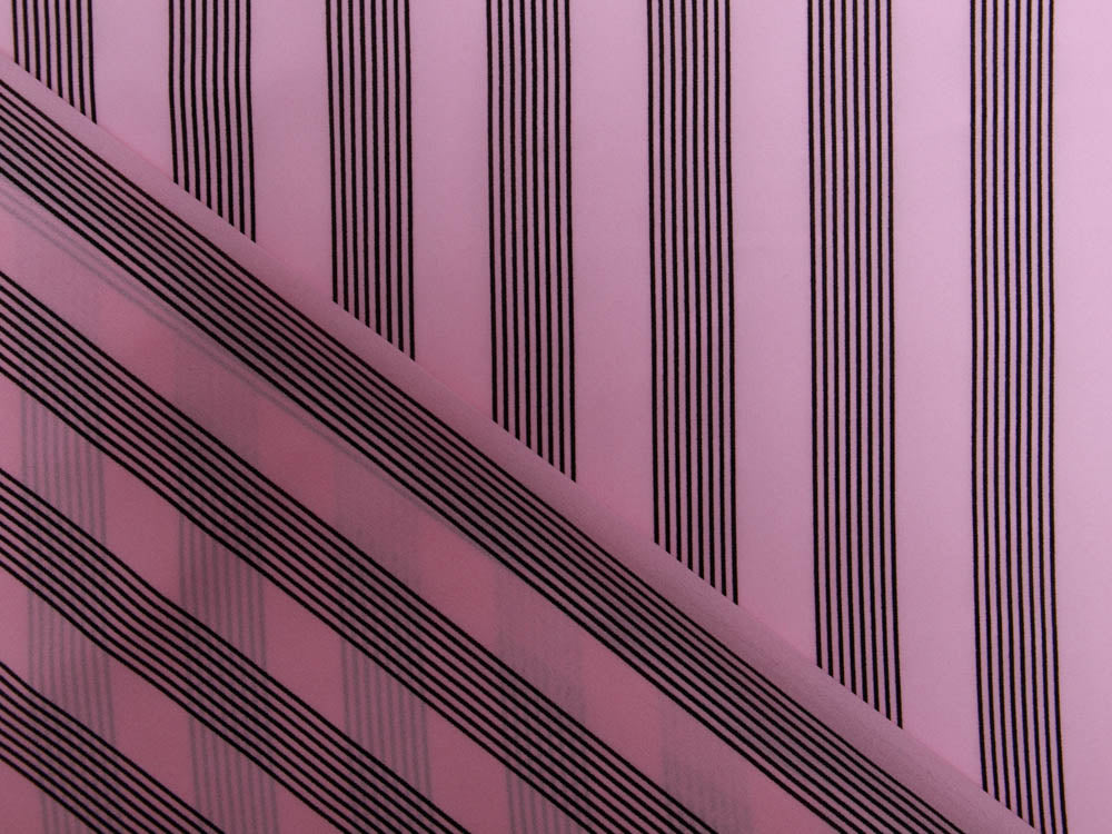 Chiffon Sanetta - Streifen - rosa