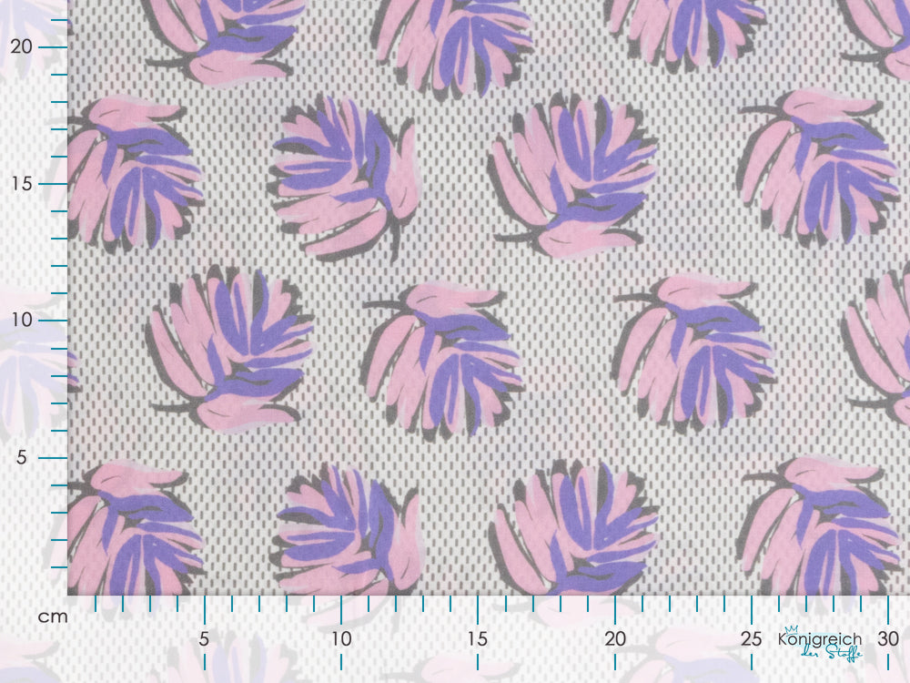 Webware Viskose - fallende Blätter auf Strichen - weiß