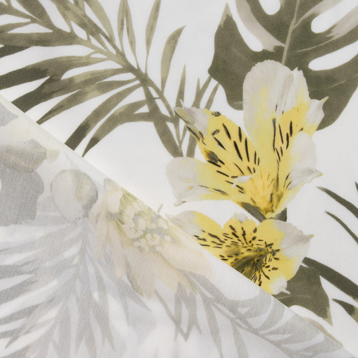 Webware Viskose - Lilien - weiß