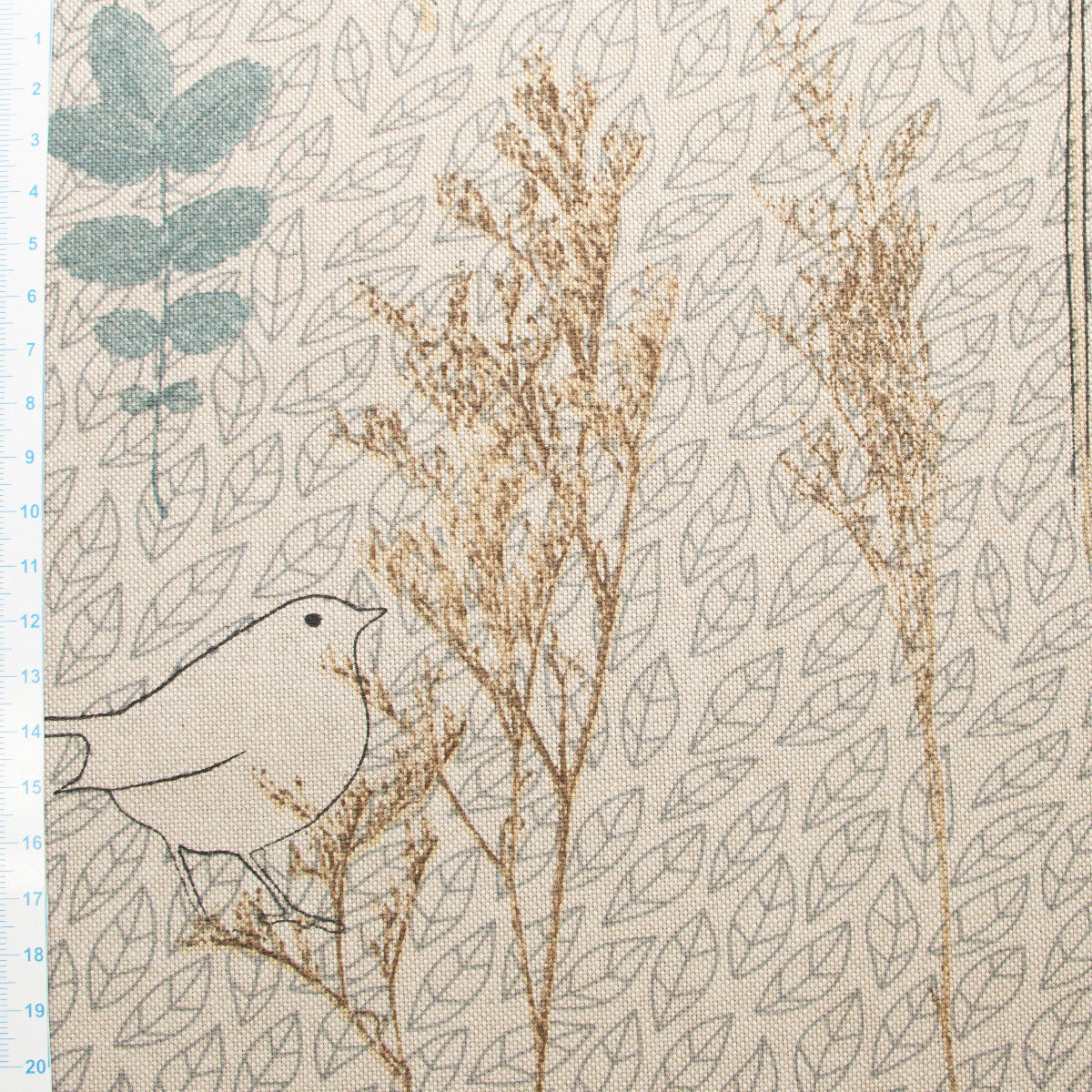 Dekostoff Half-Panama Leinenoptik - Vögel - Sand