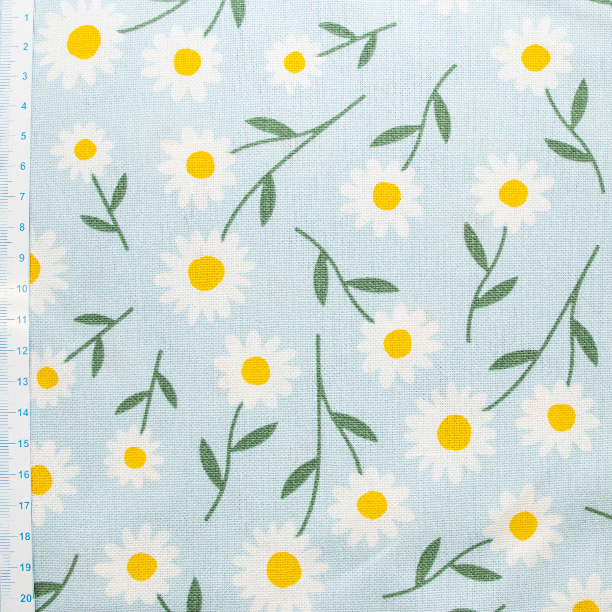 Dekostoff Half-Panama - Gänseblümchen - blau