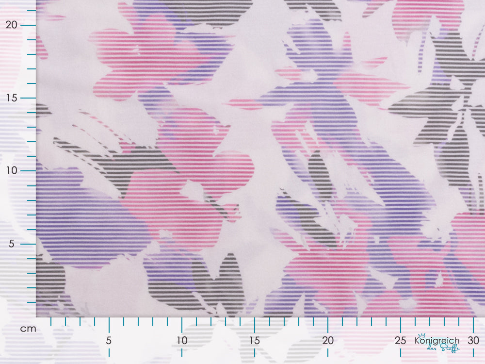 KDS Queen´s Collection Jersey Viskose - gestreifte Blätter - weiß