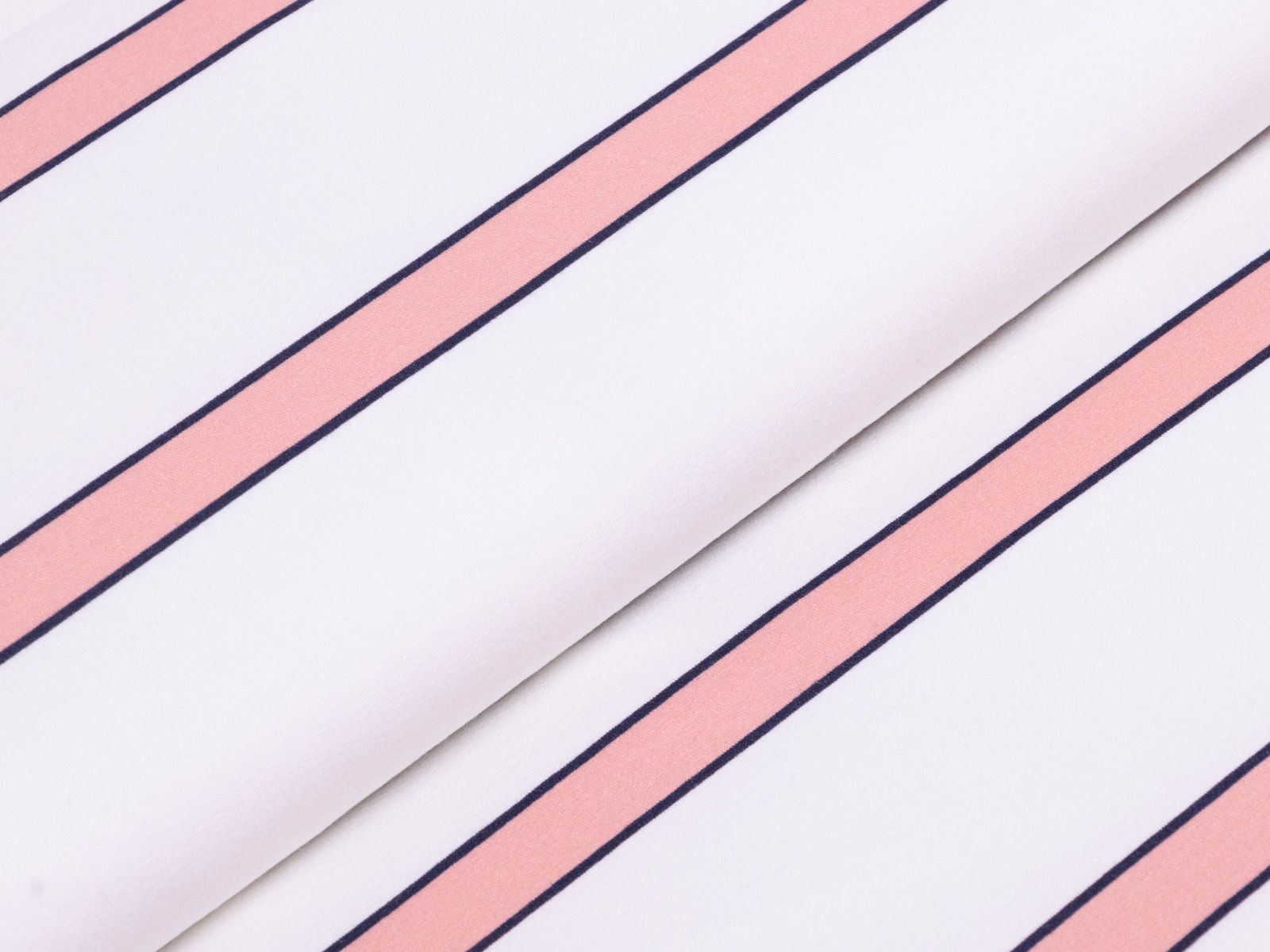 Jersey Viskose - Streifen - weiß/koralle