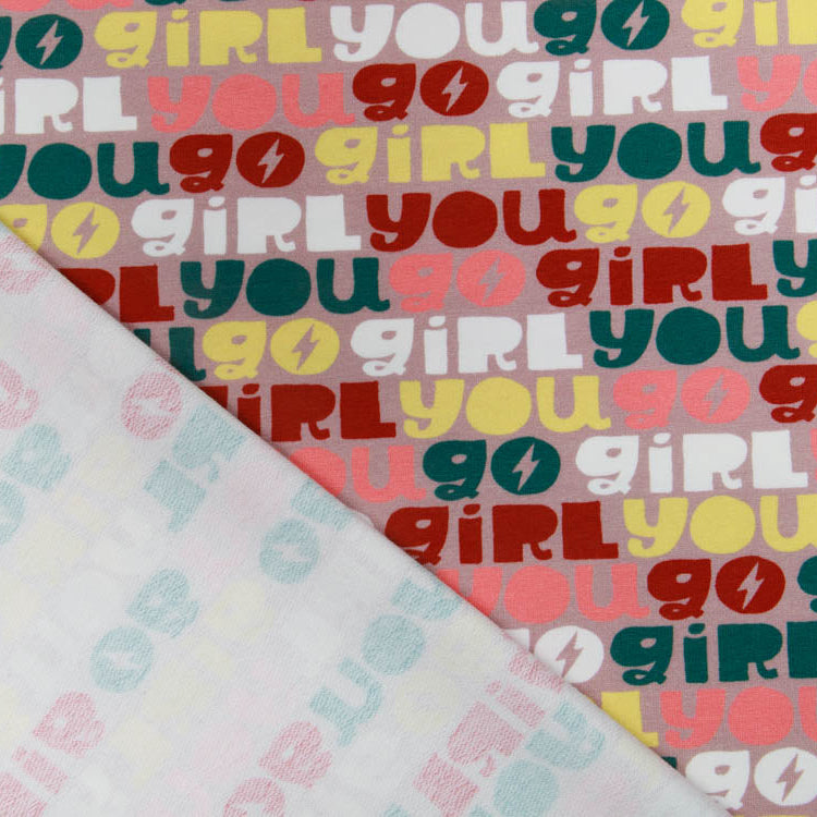 French Terry Stoff Swafing You go Girl by Käselotti - Wörter - altrosa