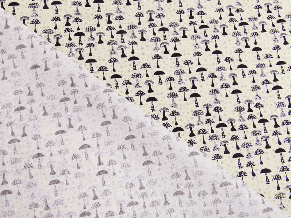 Webware Baumwolle Patchwork - kleine Pilze - pastellgrün