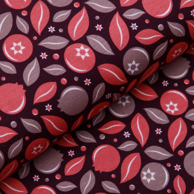 Jersey Swafing Blueberry Crush by Lycklig Design - Blaubeeren und Blätter - aubergine