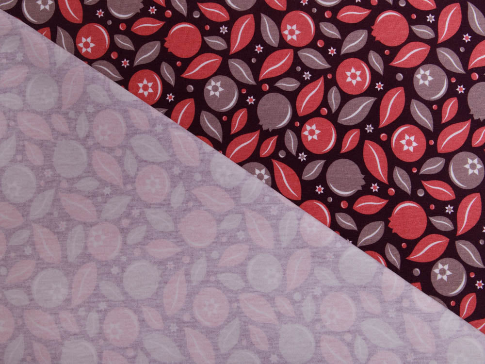 Jersey Swafing Blueberry Crush by Lycklig Design - Blaubeeren und Blätter - aubergine