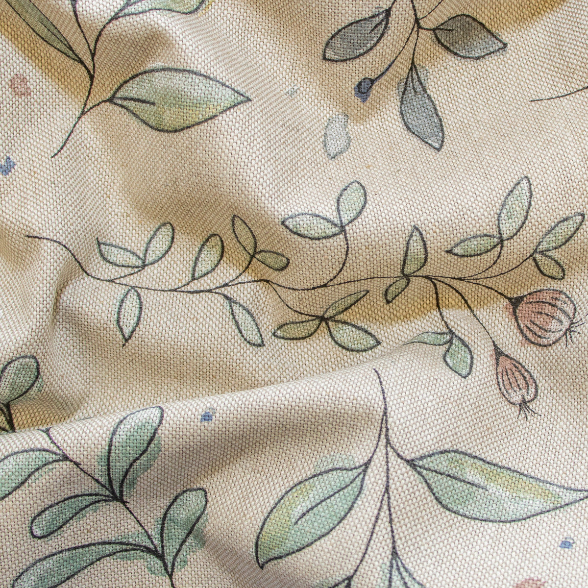 Dekostoff Half-Panama Leinenoptik - Zweige - Sand