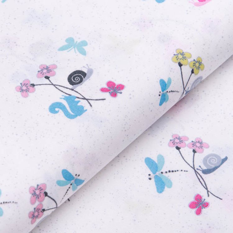 Webware Baumwolle Patchwork - bunte Waldtiere - weiß