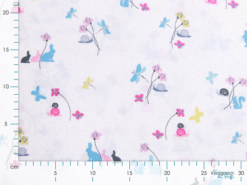 Webware Baumwolle Patchwork - bunte Waldtiere - weiß