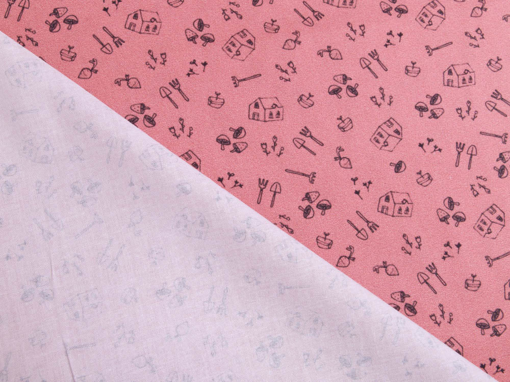 Webware Baumwolle Patchwork - Haus und Garten - altlachs
