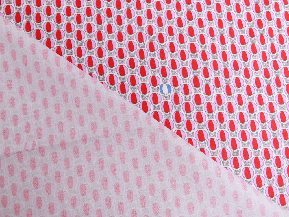 Webware Baumwolle Patchwork - Heißluftballon - rot / weiß