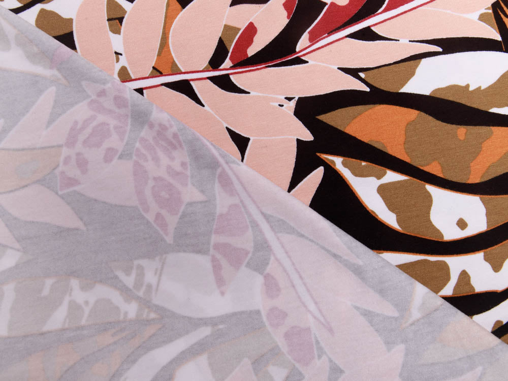 Jersey Viskose Swafing Selina - bunte Blätter - weiß