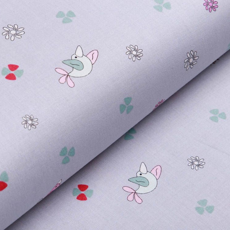 Webware Baumwolle Patchwork - Vögel - grau