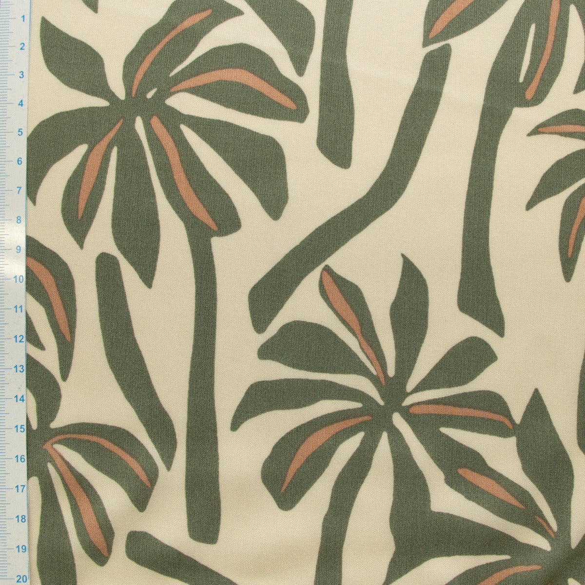 Webware Viskose Radiance - Palmen - creme - grün