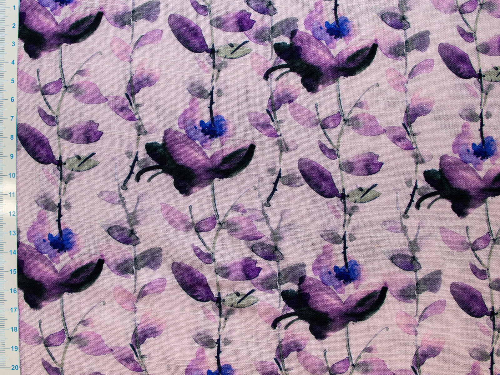 Webware Viskose Leinen - Aquarell Blumen - rosa - lila