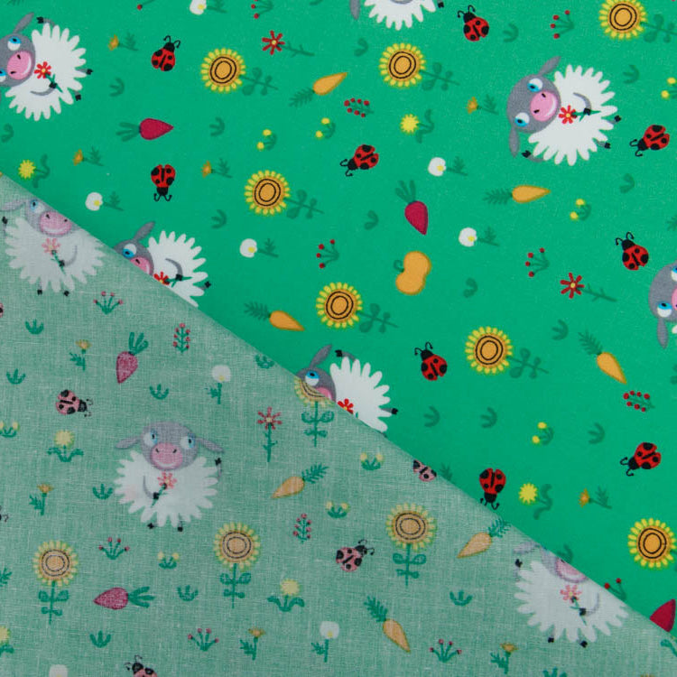 Webware Baumwolle Popeline - Schafe auf einer Wiese